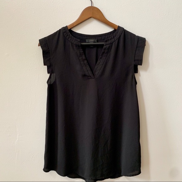 J. Crew Black Flutter-Sleeve Top - Picture 2 of 6